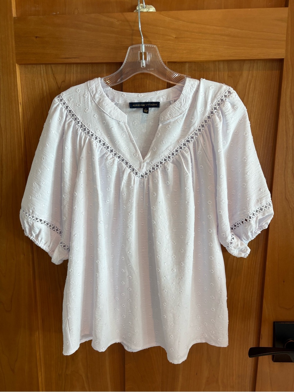Never Worn! Adrienne Vittadini White Eyelet Peasant Top